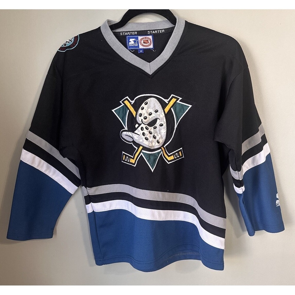 Starter Mighty Ducks of Anaheim NHL Jersey Vintage 90s Size Youth 10 Kids Hockey - Picture 1 of 16
